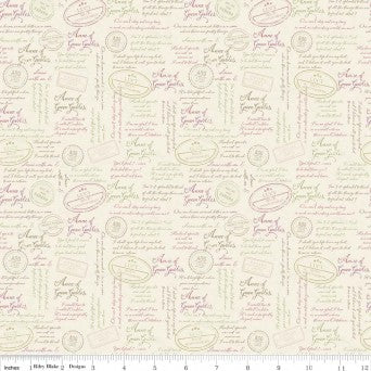 Anne of Green Gables: Quotes (Cream) - Three Wishes Patchwork Fabric