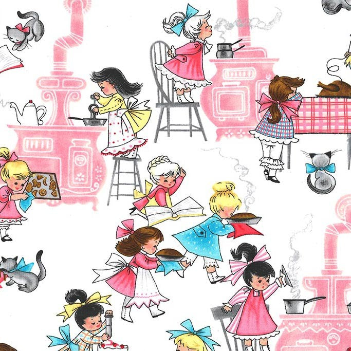 What's Cooking What's Cooking White/Pink by Michael Miller