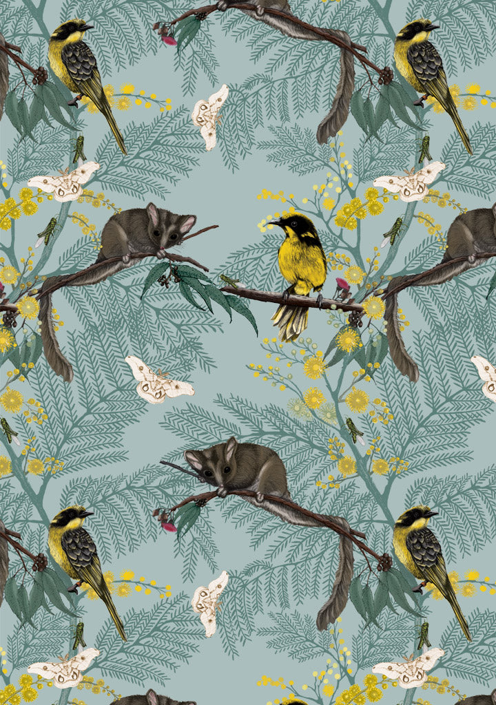 Leadbeater's Possum by Tamara Designs - Light Grey - Three Wishes Patchwork Fabric