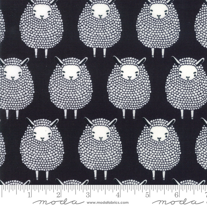 Farm Charm by Gingiber for Moda - White Sheep on Black
