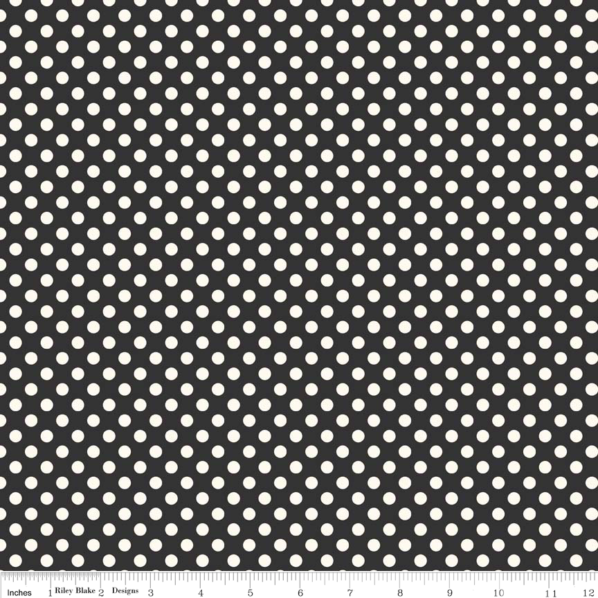 Le Creme Small Dot Black by Riley Blake - Three Wishes Patchwork Fabric