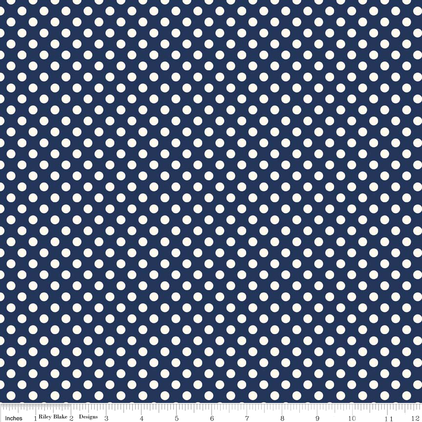 Le Creme Small Dot Navy by Riley Blake - Three Wishes Patchwork Fabric