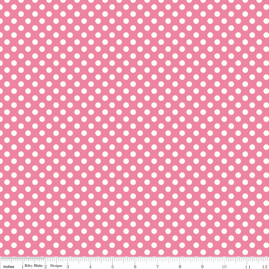 Le Creme Small Dot Hot Pink by Riley Blake - Three Wishes Patchwork Fabric