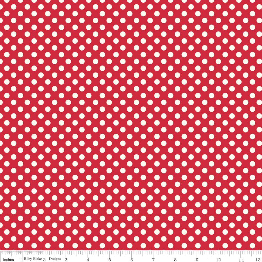 Le Creme Small Dot Red by Riley Blake - Three Wishes Patchwork Fabric