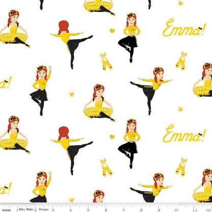 Ready, Steady, Wiggle! Emma Ballet White by Riley Blake - Three Wishes Patchwork Fabric