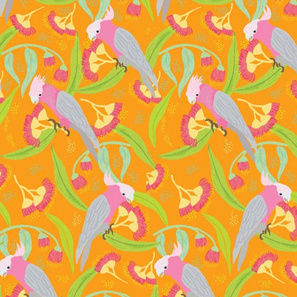 Wild Australia: Groovy Galahs Orange  by Amanda Joy Designs - Three Wishes Patchwork Fabric