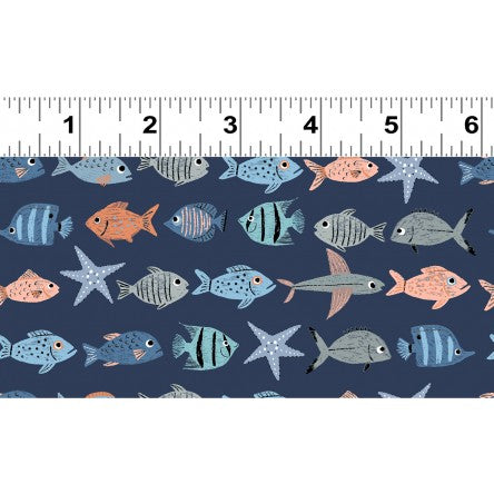 Oceans Away Fish by Rebecca Jones for Clothworks
